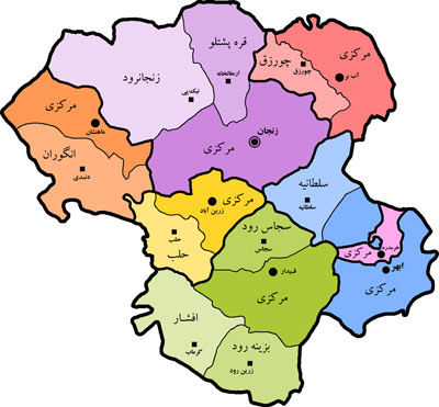 نقشه استان زنجان آدرس خانه معلم های زنجان (مراکز خانه معلم زنجان)