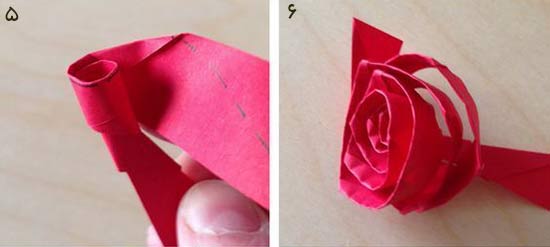 عکس روش درست کردن گل رز کاغذی - پیچاندن