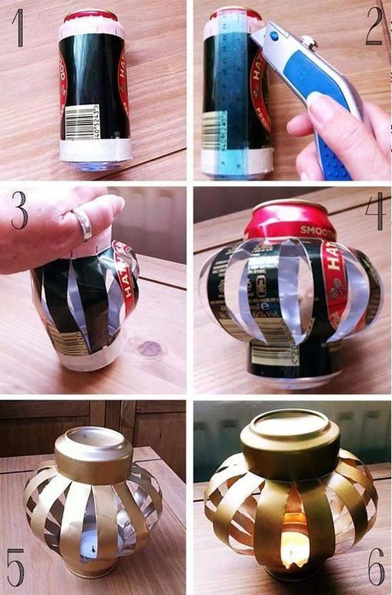 عکس ساختن جا شمعی با استفاده از بطری فلزی