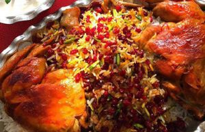 تزیین زرشک پلو با مرغ نذری
