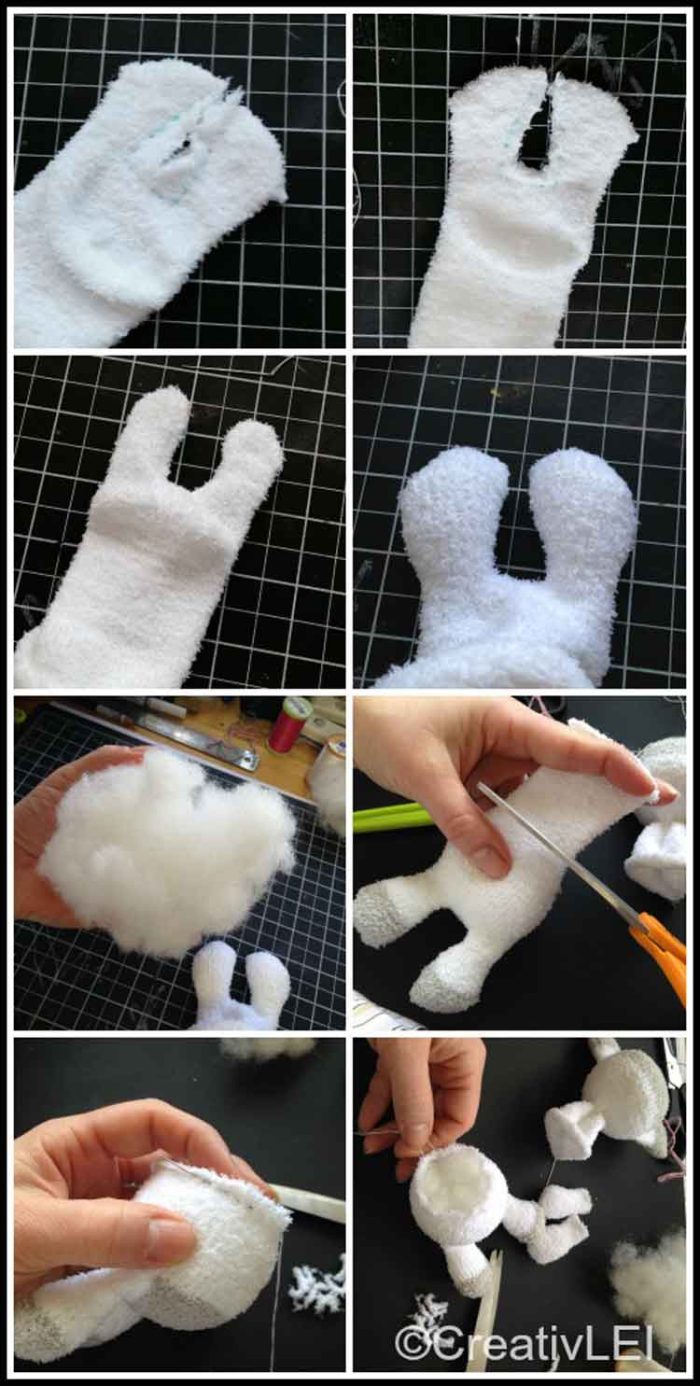 ساخت عروسک با جوراب مدل گوسفند 2