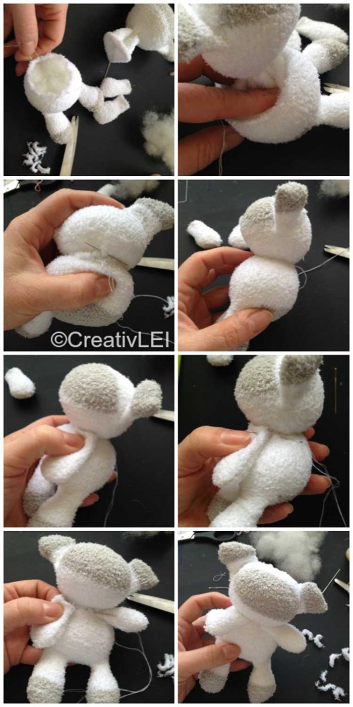 ساخت عروسک با جوراب مدل گوسفند 4