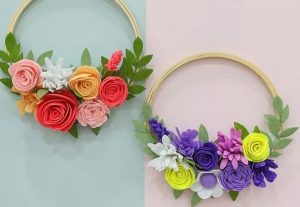 آویز در با گل‌های نمدی