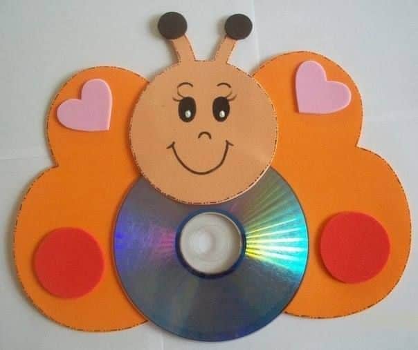 استفاده از سی دی و مقوا برای کاردستی بچه گانه