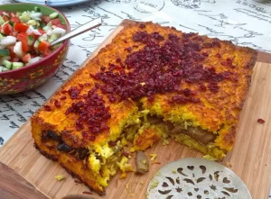 طرز تهیه ته چین مرغ و بادمجان