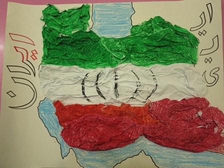 ساخت کاردستی کودکانه نقشه ایران و پرچم ایران
