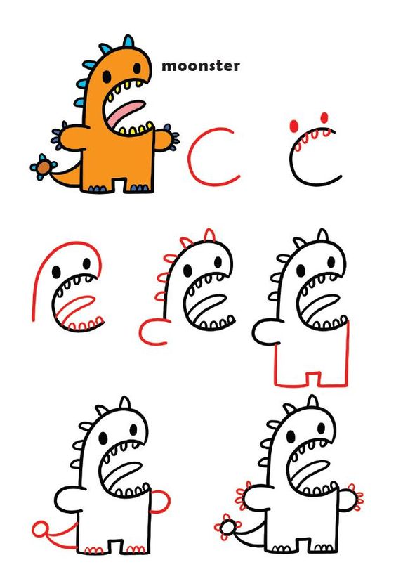 نقاشی فانتزی با حروف برای کودکان