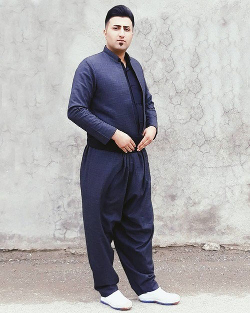 مدل لباس کردی مردانه سقزی با شال ساده مشکی