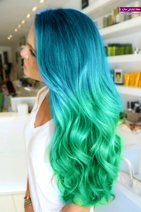 رنگ موی جذاب فانتزی سبز آبی