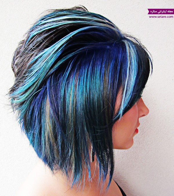 رنگ موی فانتزی آبی برای موی کوتاه