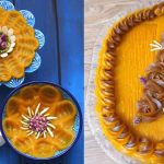 تزیین حلوا با قاشق و چنگال