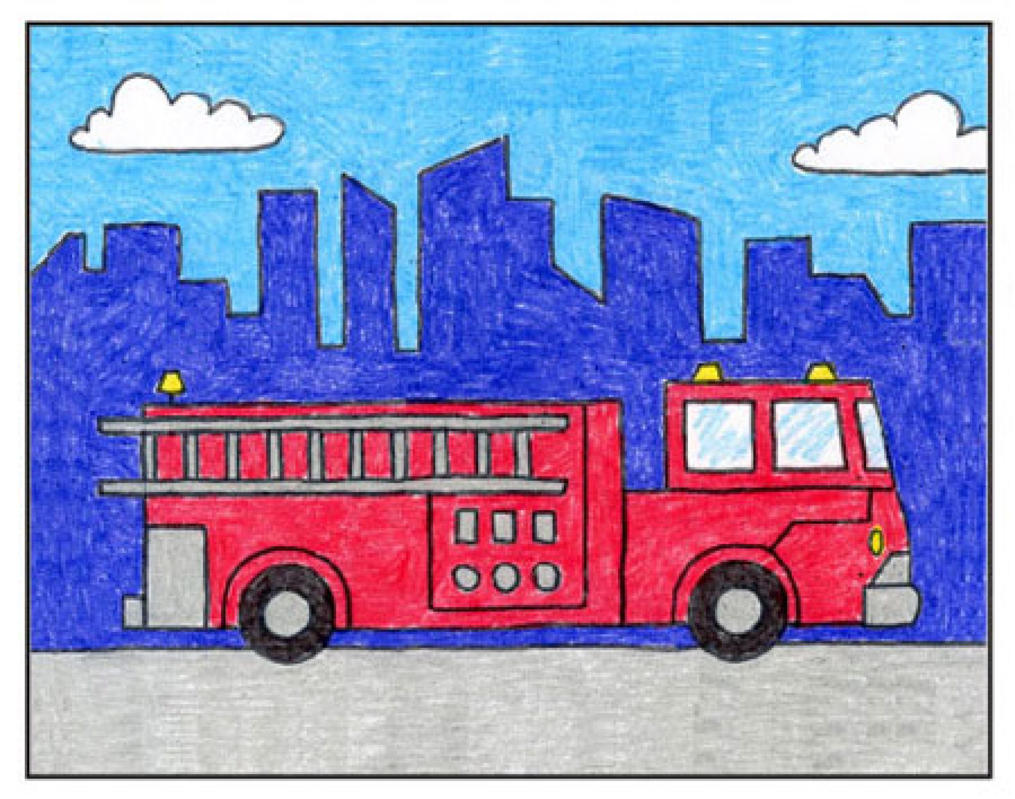 Пожарная машина поэтапно. Рисование для детей пожарная машина. Пожарная машина рисунок. Пожарная машина рисунок для детей. Детские рисунки пожарной машины.