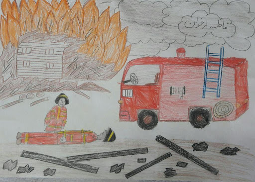 نقاشی آتشنشان کودکانه
