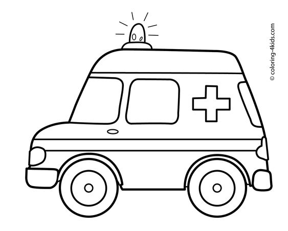 نقاشی ماشین آمبولانس کودکانه