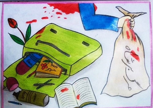 نقاشی روز دانش آموز کودکانه