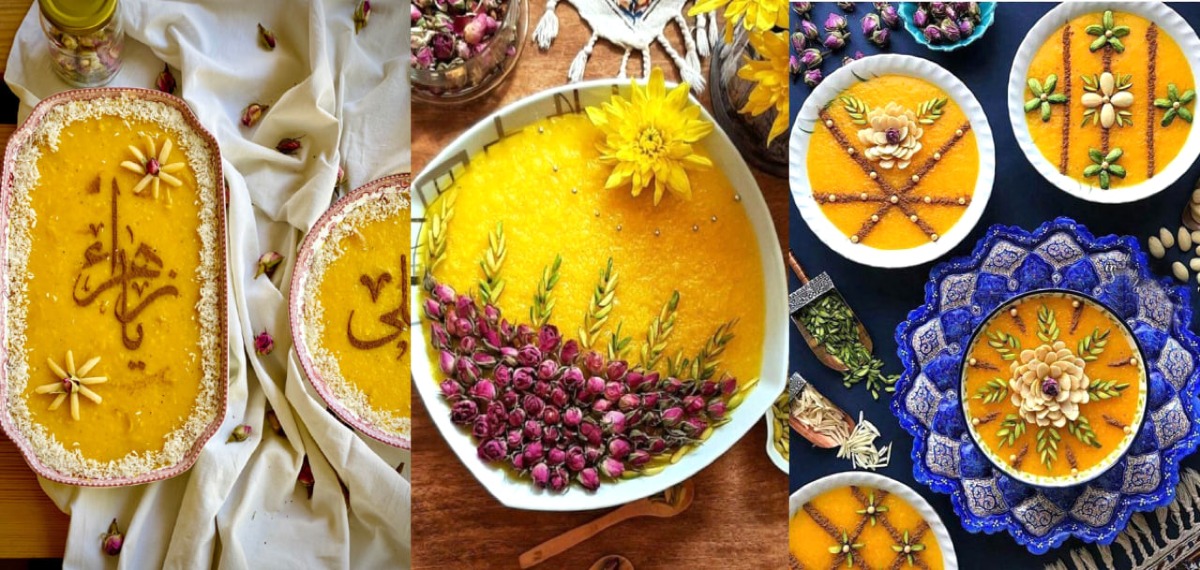 ۴۲ نمونه تزیین شله زرد ساده ولی حرفه‌ ای با دارچین، خلال و گل