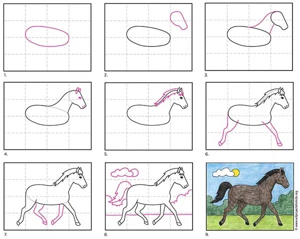 نقاشی اسب حرفه ای مرحله به مرحله