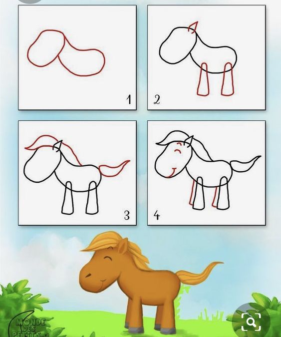 نقاشی اسب ساده برای کودکان