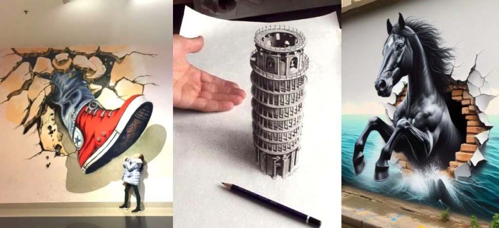 نقاشی سه بعدی خفن با ۳۴ طرح آسان، خیلی باحال و حرفه ای