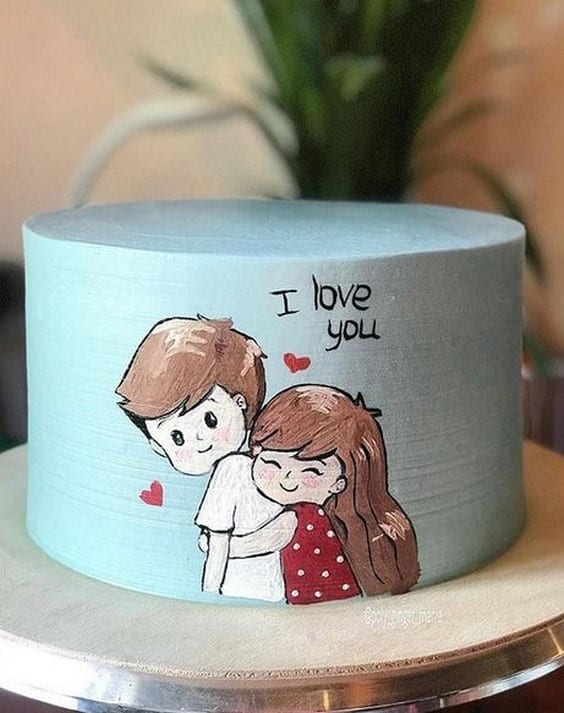 مدل کیک سالگرد عروسی دو نفره با طرح عاشقانه