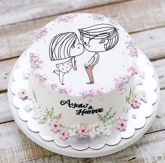 مدل کیک دو نفره سالگرد عروسی با تم عاشقانه  