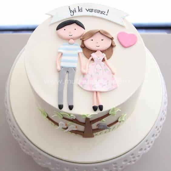 مدل کیک سالگرد عروسی دو نفره عاشقانه 