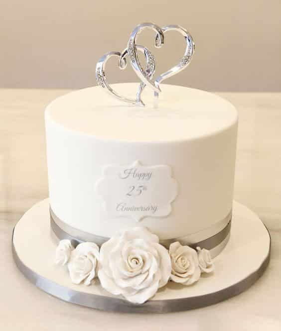 کیک یک طبقه سالگرد عروسی کار شده  