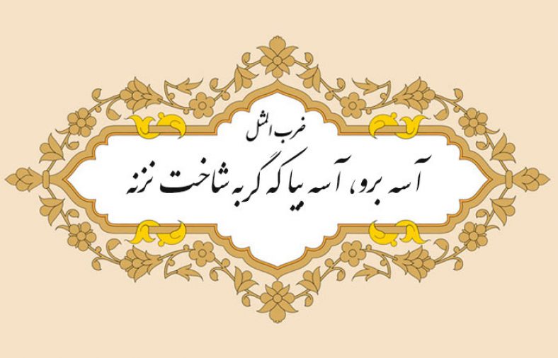 ضرب المثل آسه برو، آسه بیا که گربه شاخت نزنه