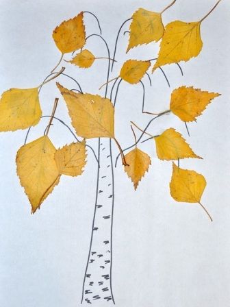 نقاشی درختان پاییز با برگ های زرد درخت