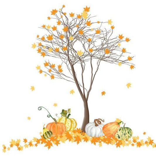 نقاشی پاییز کودکانه با میوه های پاییزی