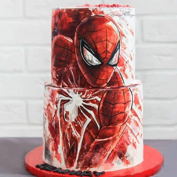 مدل کیک تولد پسرانه کارتونی مرد عنکبوتی