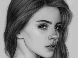 نقاشی دختر سیاه قلم