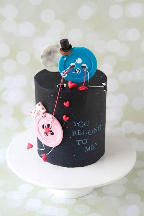 مدل کیک تولد کارتونی دونفره با مضمون عاشقانه