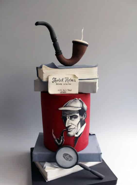 مدل کیک تولد مردانه با تم کارآگاهی، شرلوک هلمز 