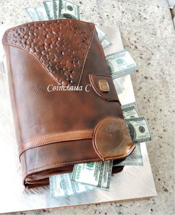 مدل کیک تولد مردانه با تم کیف پول