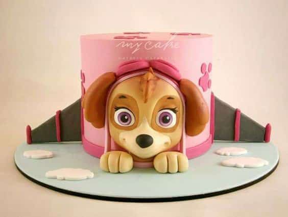 مدل کیک تولد دخترانه عروسکی با تم سگ 