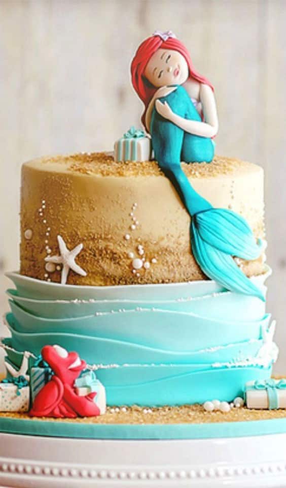 مدل کیک تولد دخترانه عروسکی با تم پری دریایی