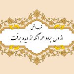 ضرب المثل از دل برود هر آنکه از دیده برفت
