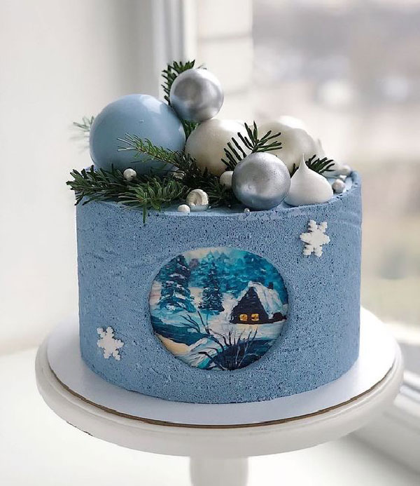 کیک تولد مردانه با تم زمستان
