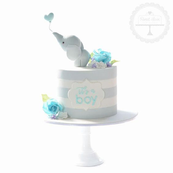 کیک تولد پسرانه با تم فیل کوچولو