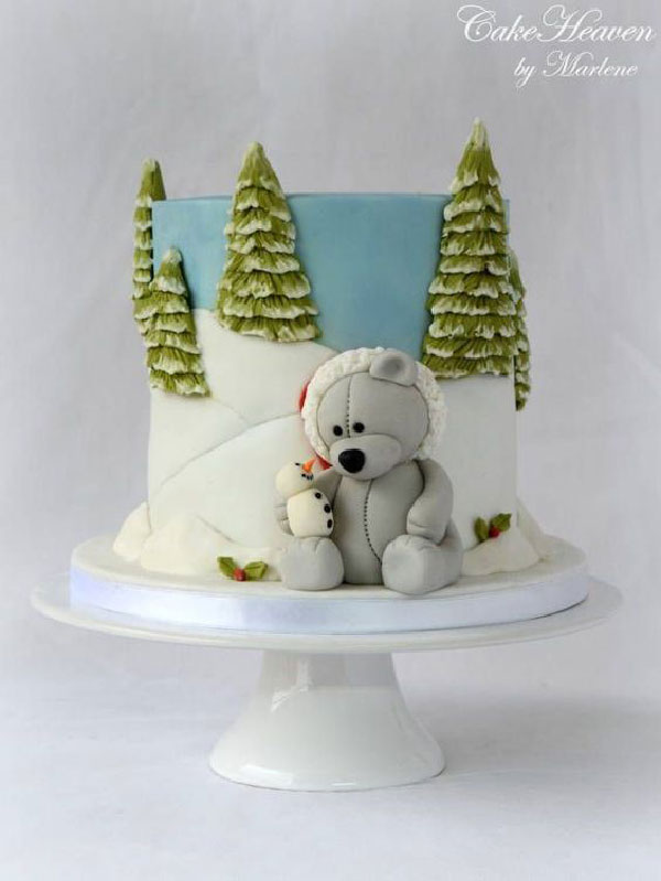 کیک تولد پسرانه تم زمستانه لاکچری