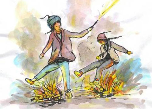 نقاشی چهارشنبه سوری با آبرنگ