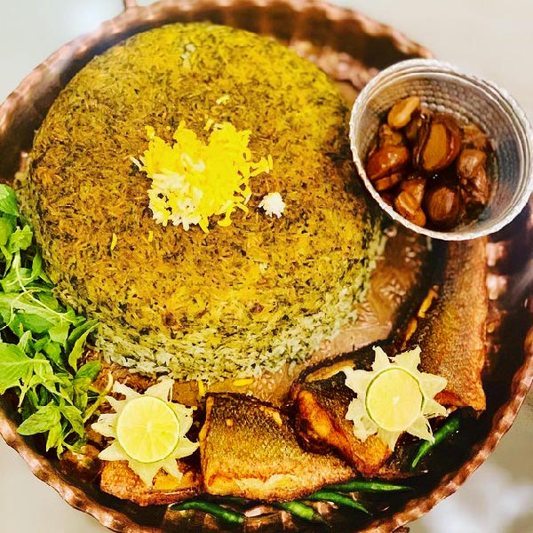 دیزابن سینی تک نفره سبزی پلو با ماهی 