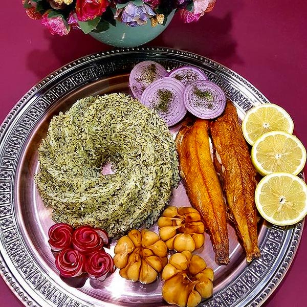 دیزابن سینی دو نفره سبزی پلو با ماهی 