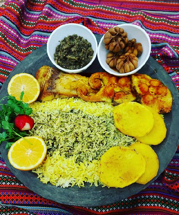 دیزابن شیک سبزی پلو با ماهی جنوب با ته دیگ