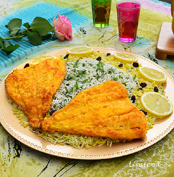 تزیین دو نفره و شیک سبزی پلو با ماهی شب عید