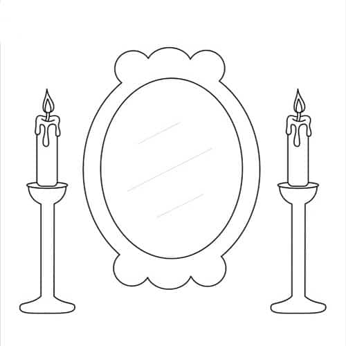 نقاشی آینه و شمعدان برای سفره هفت سین