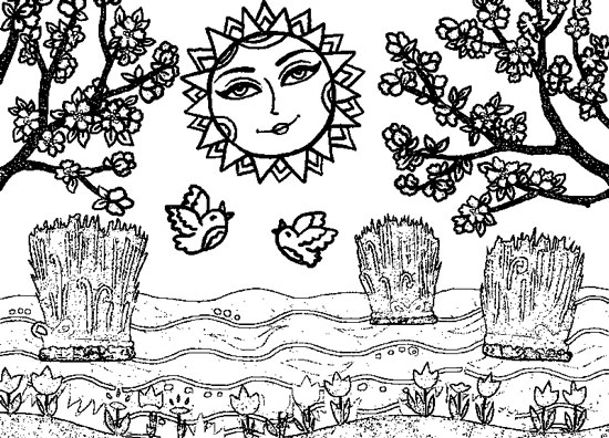 رنگ آمیزی نقاشی سیزده بدر برای نوجوانان