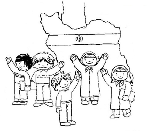 نقاشی پرچم ایران کودکانه