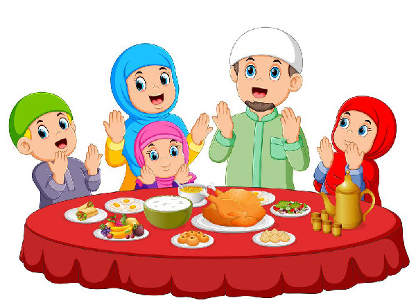 نقاشی سفره ی افطار کودکانه